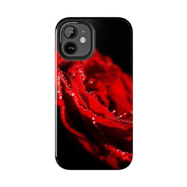 "Velvet Rose: Red Petals with Dew on a Dark Canvas - Tough Phone Cases Printify Phone Case - Tracy McCrackin Photography