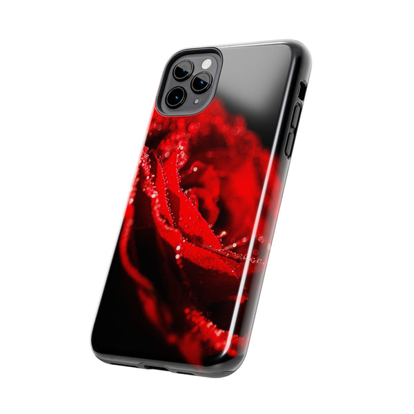 "Velvet Rose: Red Petals with Dew on a Dark Canvas - Tough Phone Cases Printify Phone Case - Tracy McCrackin Photography