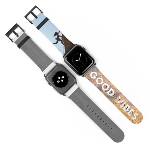 Good Vibes Rock Climbing Watch Band 38 - 41 mm / Black Matte Printify Accessories - Tracy McCrackin Photography