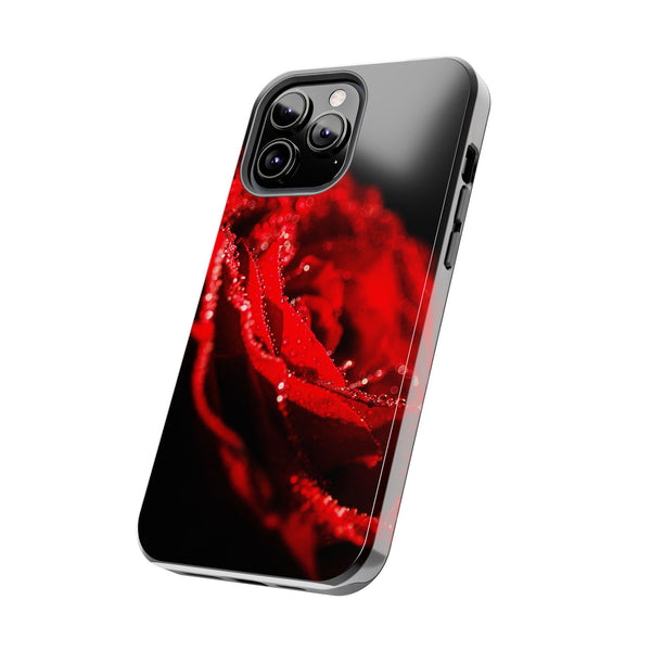 "Velvet Rose: Red Petals with Dew on a Dark Canvas - Tough Phone Cases Printify Phone Case - Tracy McCrackin Photography