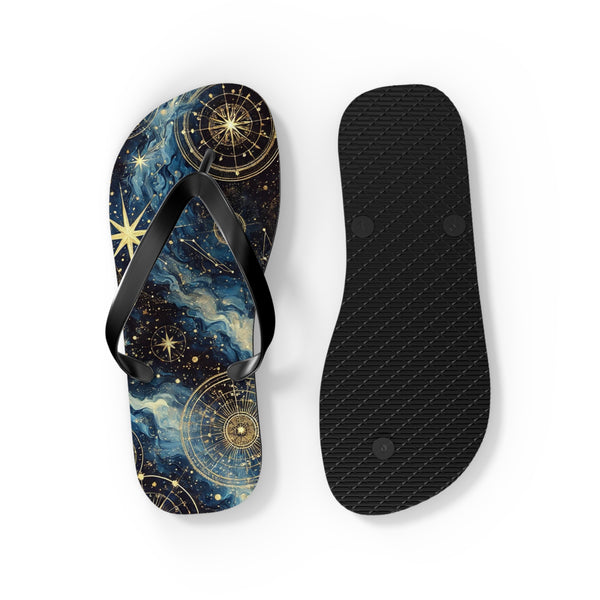 Constellation Dreams: Celestial Comfort Flip-Flops S / Black sole Printify Shoes - Tracy McCrackin Photography