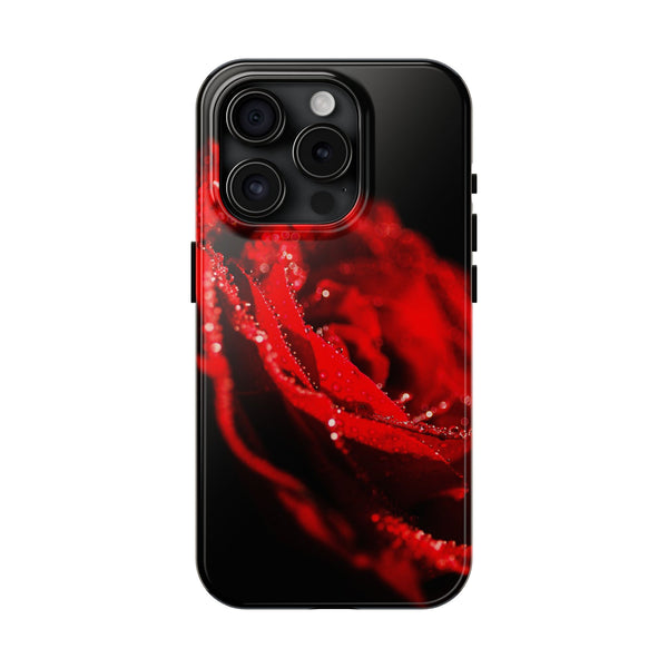 "Velvet Rose: Red Petals with Dew on a Dark Canvas - Tough Phone Cases Printify Phone Case - Tracy McCrackin Photography