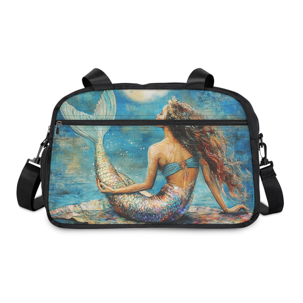 Mermaid By Moonlight Fitness Handbag 12.4" x 13.3" / Black Printify Bags - Tracy McCrackin Photography