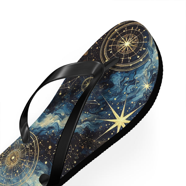 Constellation Dreams: Celestial Comfort Flip-Flops S / Black sole Printify Shoes - Tracy McCrackin Photography