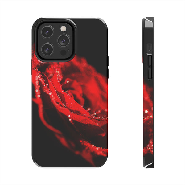 "Velvet Rose: Red Petals with Dew on a Dark Canvas - Tough Phone Cases iPhone 14 Pro Max Printify Phone Case - Tracy McCrackin Photography