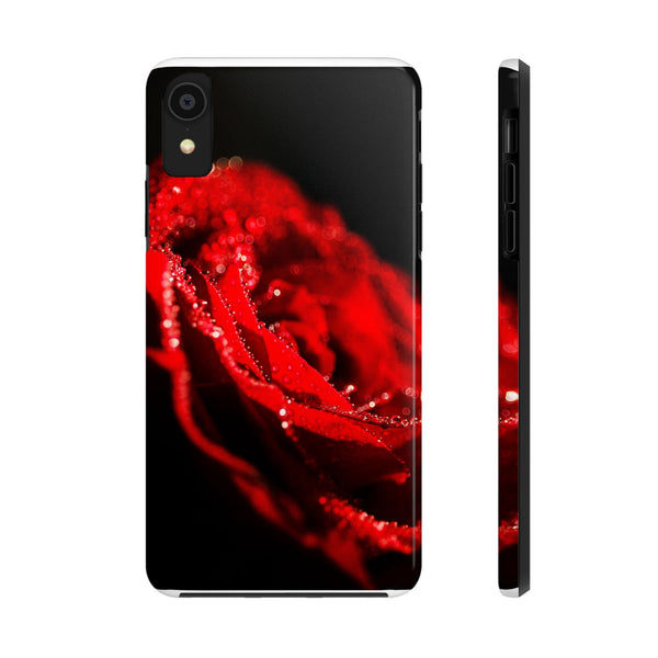 "Velvet Rose: Red Petals with Dew on a Dark Canvas - Tough Phone Cases iPhone XR Printify Phone Case - Tracy McCrackin Photography