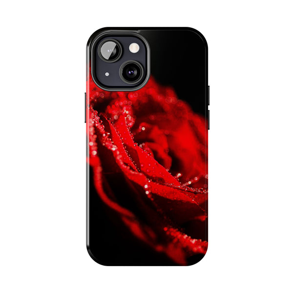 "Velvet Rose: Red Petals with Dew on a Dark Canvas - Tough Phone Cases Printify Phone Case - Tracy McCrackin Photography