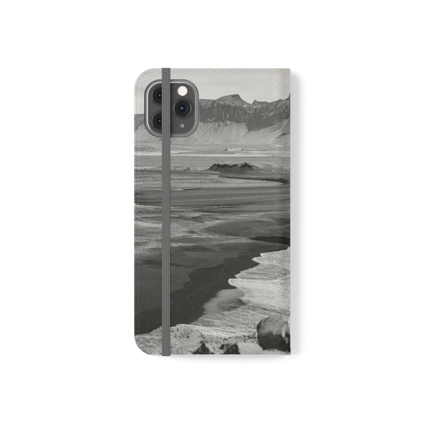 Iceland’s Black Sands in Monochrome Majesty- Flip Cases Printify Phone Case - Tracy McCrackin Photography