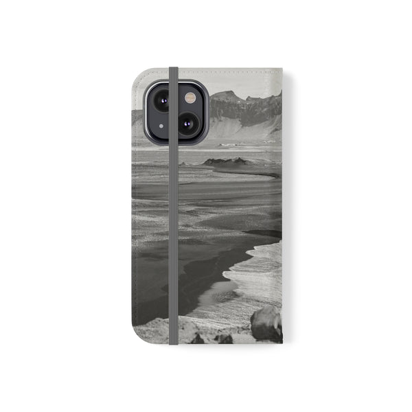 Iceland’s Black Sands in Monochrome Majesty- Flip Cases Printify Phone Case - Tracy McCrackin Photography