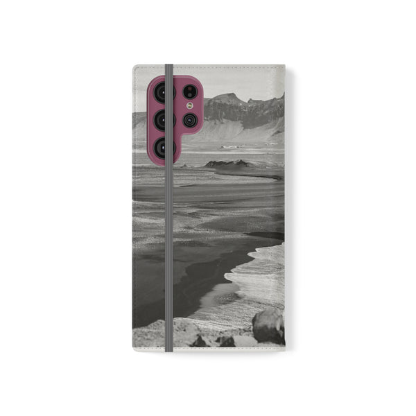 Iceland’s Black Sands in Monochrome Majesty- Flip Cases Printify Phone Case - Tracy McCrackin Photography