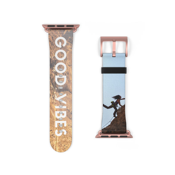 Good Vibes Rock Climbing Watch Band 38 - 41 mm / Black Matte Printify Accessories - Tracy McCrackin Photography