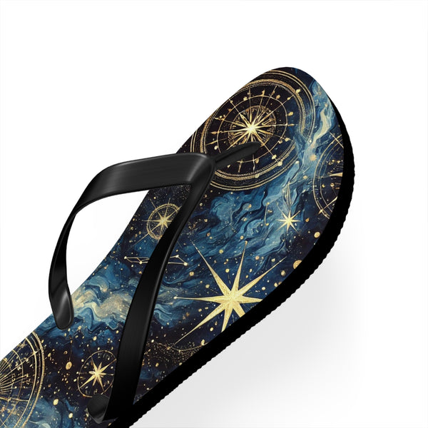 Constellation Dreams: Celestial Comfort Flip-Flops S / Black sole Printify Shoes - Tracy McCrackin Photography
