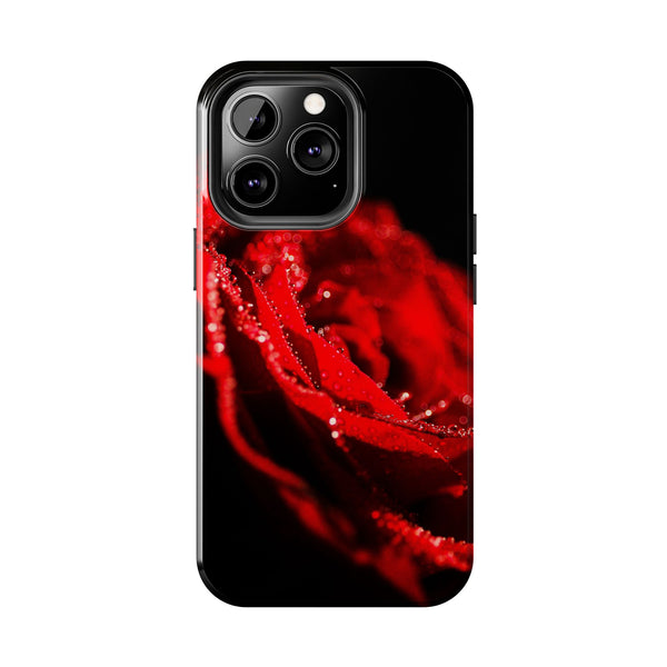 "Velvet Rose: Red Petals with Dew on a Dark Canvas - Tough Phone Cases Printify Phone Case - Tracy McCrackin Photography