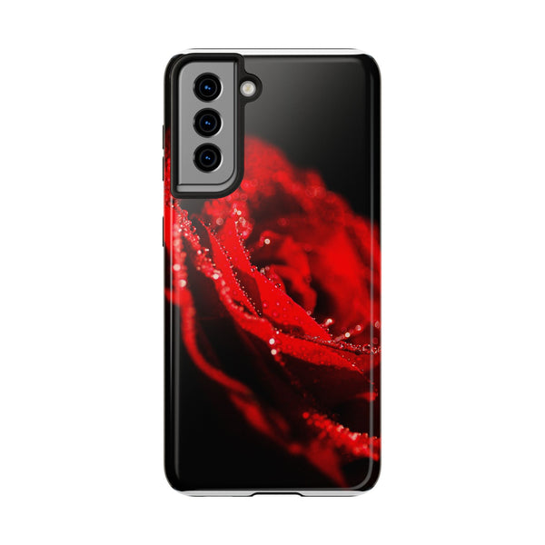 "Velvet Rose: Red Petals with Dew on a Dark Canvas - Tough Phone Cases Printify Phone Case - Tracy McCrackin Photography