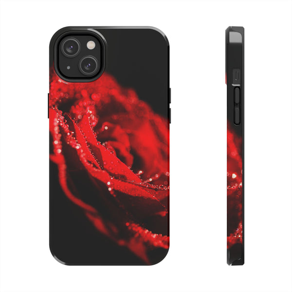 "Velvet Rose: Red Petals with Dew on a Dark Canvas - Tough Phone Cases iPhone 14 Plus Printify Phone Case - Tracy McCrackin Photography