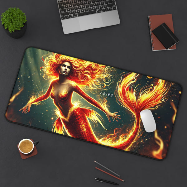 Fiery Aries: Fierce Mermaid of the Flames Below 12" × 18" Printify Home Decor - Tracy McCrackin Photography