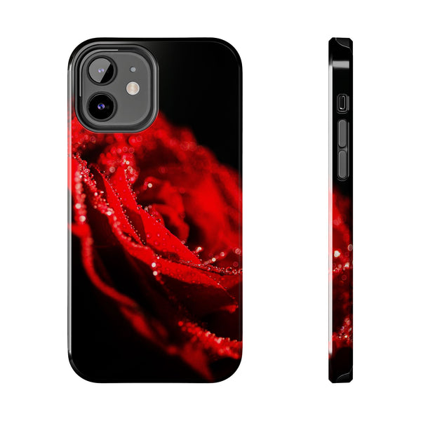 "Velvet Rose: Red Petals with Dew on a Dark Canvas - Tough Phone Cases iPhone 12 Printify Phone Case - Tracy McCrackin Photography
