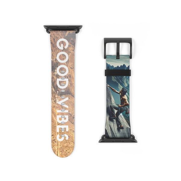 Men's Good Vibes Rock Climbing Watch Band 38 - 41 mm / Black Matte Printify Accessories - Tracy McCrackin Photography