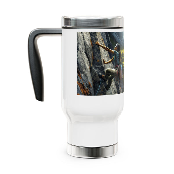 "Climbing the Pinnacle: - Stainless Steel Travel Mug with Handle, 14oz Printify Mug - Tracy McCrackin Photography