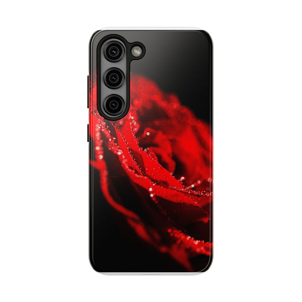 "Velvet Rose: Red Petals with Dew on a Dark Canvas - Tough Phone Cases Printify Phone Case - Tracy McCrackin Photography