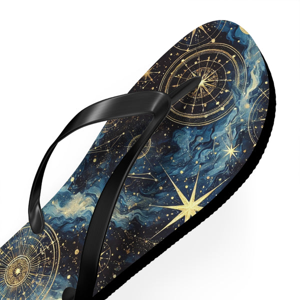 Constellation Dreams: Celestial Comfort Flip-Flops S / Black sole Printify Shoes - Tracy McCrackin Photography