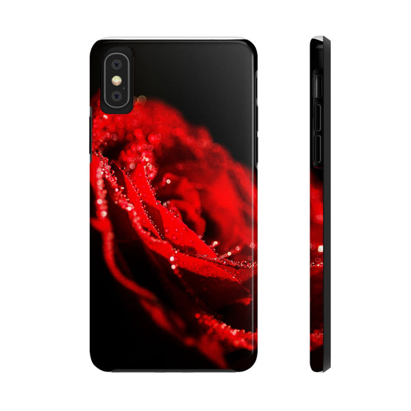 "Velvet Rose: Red Petals with Dew on a Dark Canvas - Tough Phone Cases iPhone XS Printify Phone Case - Tracy McCrackin Photography