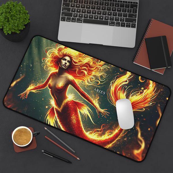 Fiery Aries: Fierce Mermaid of the Flames Below 12" × 18" Printify Home Decor - Tracy McCrackin Photography