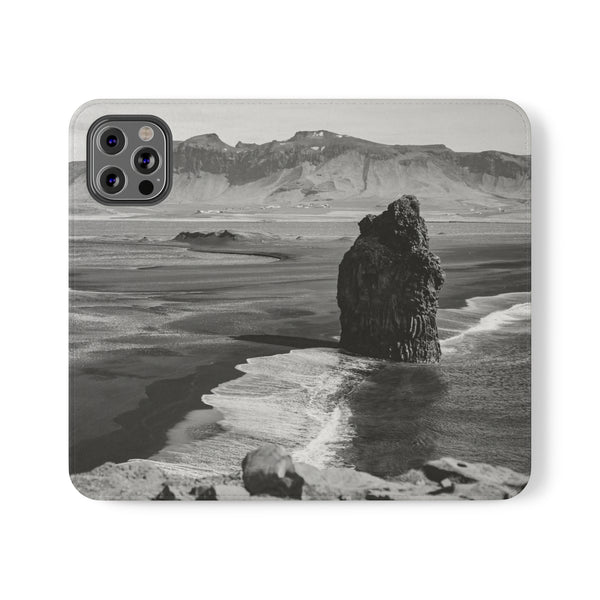 Iceland’s Black Sands in Monochrome Majesty- Flip Cases iPhone 12 Pro Printify Phone Case - Tracy McCrackin Photography