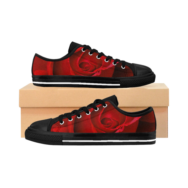 Beautiful Red Rose Women's Sneakers Black sole / US 6 Printify Shoes - Tracy McCrackin Photography