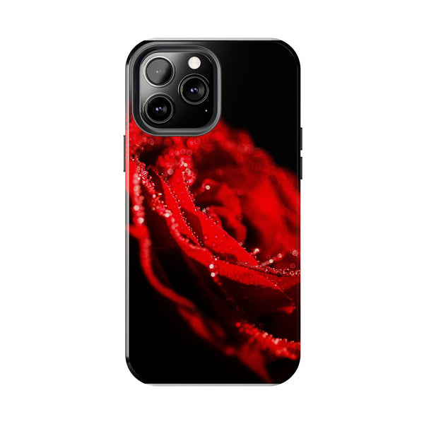 "Velvet Rose: Red Petals with Dew on a Dark Canvas - Tough Phone Cases Printify Phone Case - Tracy McCrackin Photography