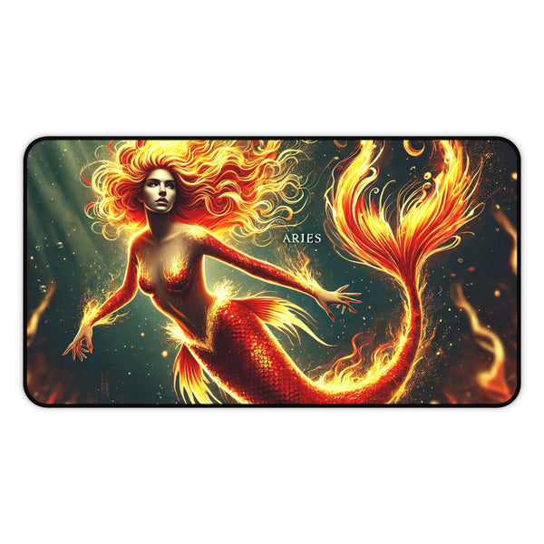 Fiery Aries: Fierce Mermaid of the Flames Below 12" × 22" Printify Home Decor - Tracy McCrackin Photography