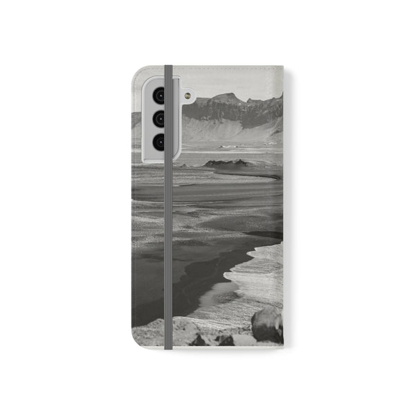 Iceland’s Black Sands in Monochrome Majesty- Flip Cases Printify Phone Case - Tracy McCrackin Photography