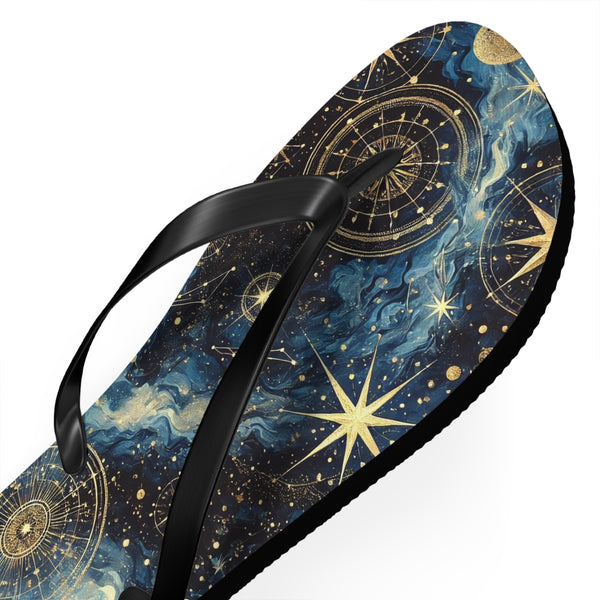 Constellation Dreams: Celestial Comfort Flip-Flops S / Black sole Printify Shoes - Tracy McCrackin Photography