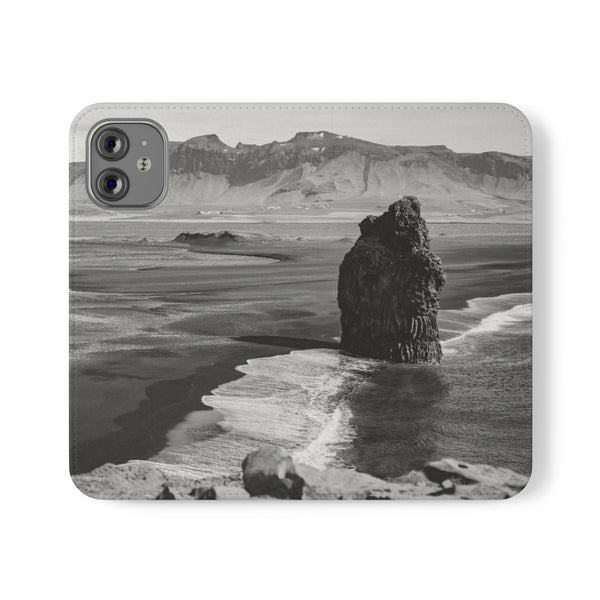 Iceland’s Black Sands in Monochrome Majesty- Flip Cases iPhone 12 Mini Printify Phone Case - Tracy McCrackin Photography