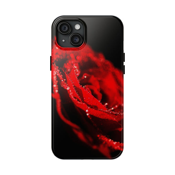 "Velvet Rose: Red Petals with Dew on a Dark Canvas - Tough Phone Cases Printify Phone Case - Tracy McCrackin Photography