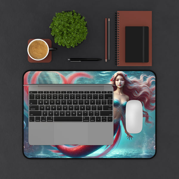 Crimson Siren: Enchanting Mermaid Desk Mat 12" × 18" Printify Home Decor - Tracy McCrackin Photography