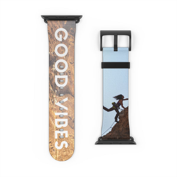 Good Vibes Rock Climbing Watch Band 38 - 41 mm / Black Matte Printify Accessories - Tracy McCrackin Photography