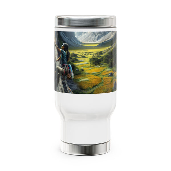 "Climbing the Pinnacle: - Stainless Steel Travel Mug with Handle, 14oz Printify Mug - Tracy McCrackin Photography