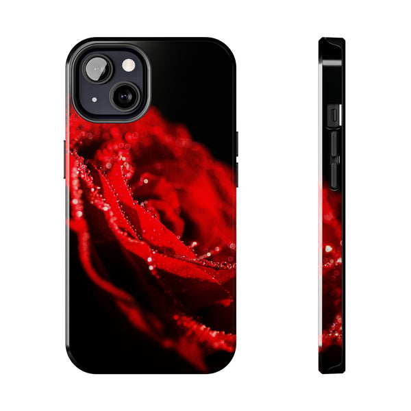 "Velvet Rose: Red Petals with Dew on a Dark Canvas - Tough Phone Cases iPhone 13 Printify Phone Case - Tracy McCrackin Photography
