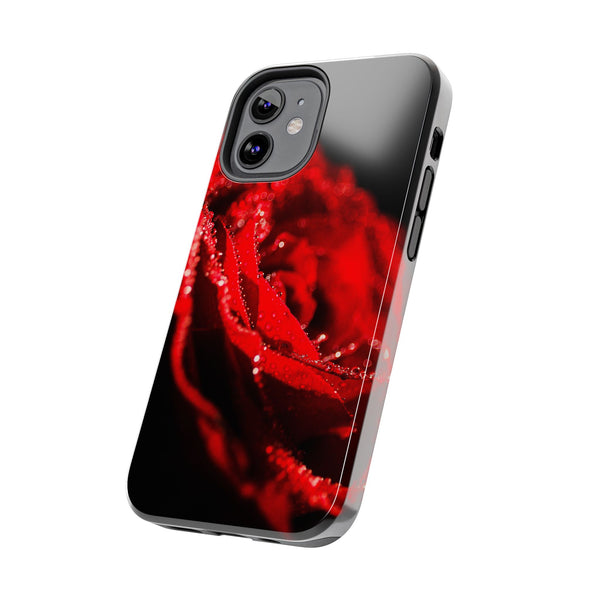"Velvet Rose: Red Petals with Dew on a Dark Canvas - Tough Phone Cases Printify Phone Case - Tracy McCrackin Photography
