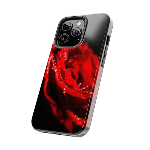"Velvet Rose: Red Petals with Dew on a Dark Canvas - Tough Phone Cases Printify Phone Case - Tracy McCrackin Photography