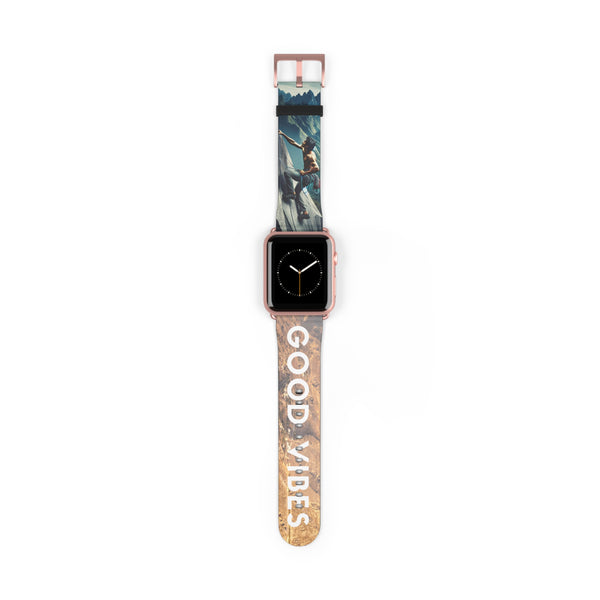 Men's Good Vibes Rock Climbing Watch Band 42 - 45 mm / Rose Gold Matte Printify Accessories - Tracy McCrackin Photography