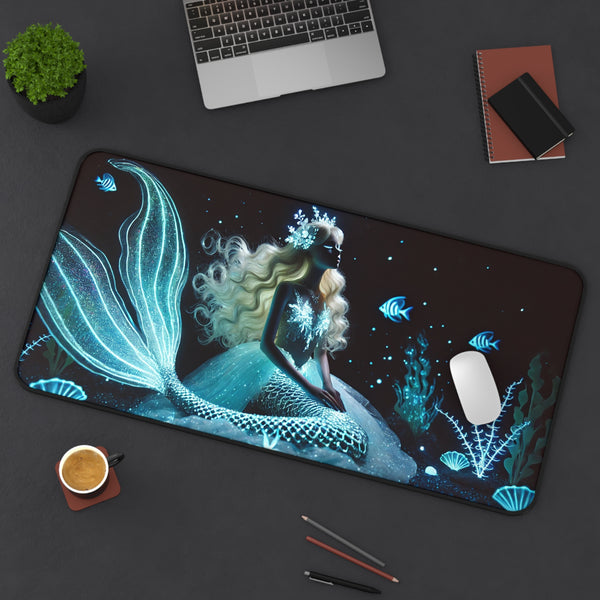 Neon Tides: Futuristic Cyber Mermaid Computer Pad 12" × 18" Printify Home Decor - Tracy McCrackin Photography