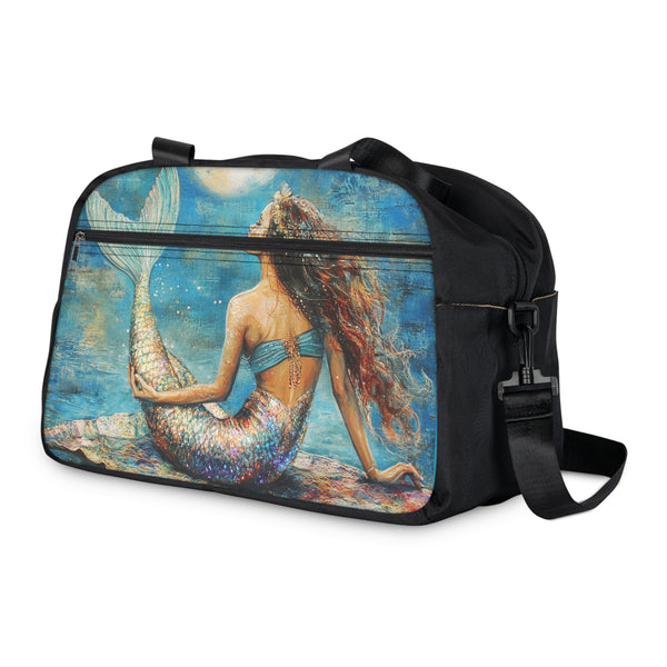 Mermaid By Moonlight Fitness Handbag 12.4" x 13.3" / Black Printify Bags - Tracy McCrackin Photography