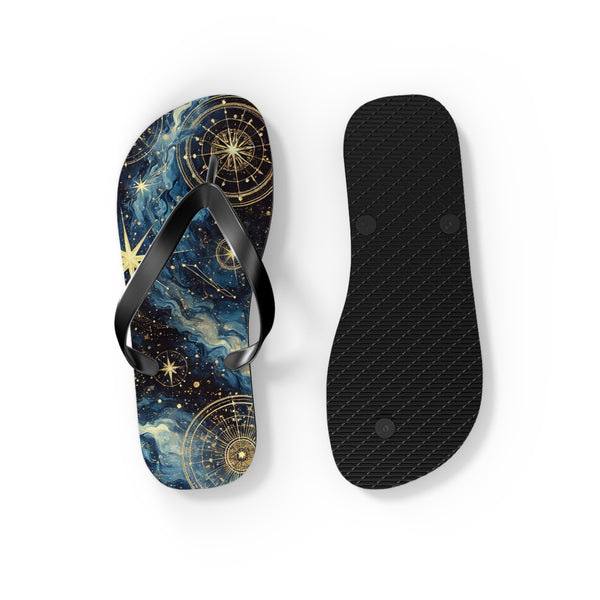 Constellation Dreams: Celestial Comfort Flip-Flops S / Black sole Printify Shoes - Tracy McCrackin Photography