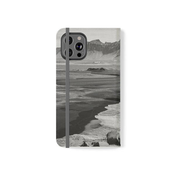 Iceland’s Black Sands in Monochrome Majesty- Flip Cases Printify Phone Case - Tracy McCrackin Photography
