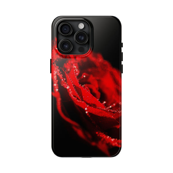 "Velvet Rose: Red Petals with Dew on a Dark Canvas - Tough Phone Cases Printify Phone Case - Tracy McCrackin Photography