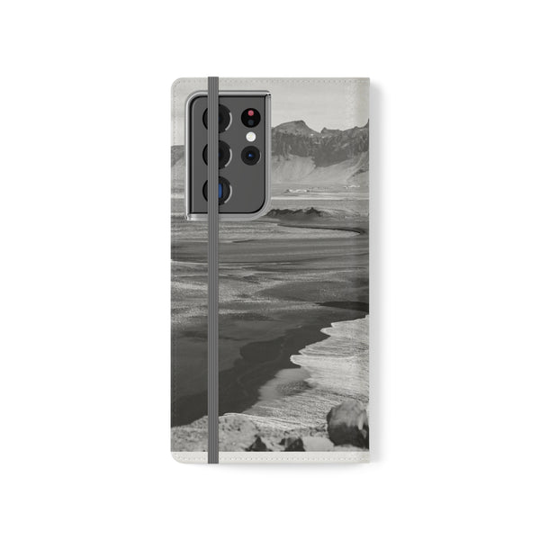 Iceland’s Black Sands in Monochrome Majesty- Flip Cases Printify Phone Case - Tracy McCrackin Photography