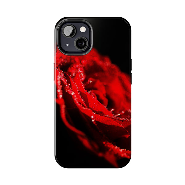 "Velvet Rose: Red Petals with Dew on a Dark Canvas - Tough Phone Cases Printify Phone Case - Tracy McCrackin Photography