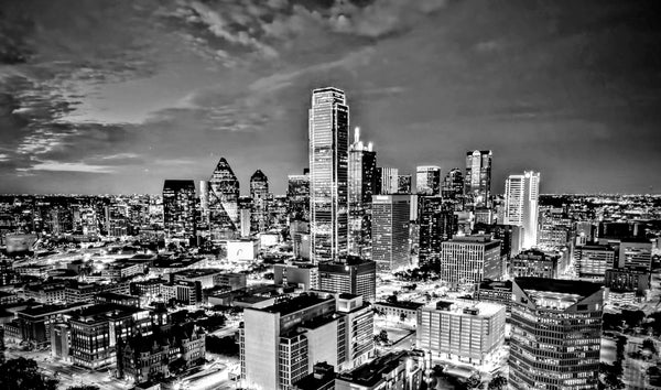 Dallas Jewel: A City of Diamond Lights and Ruby Skies Gallery Wrap / Black and White / 11 x 14 Tracy McCrackin Photography All Over Prints - Tracy McCrackin Photography